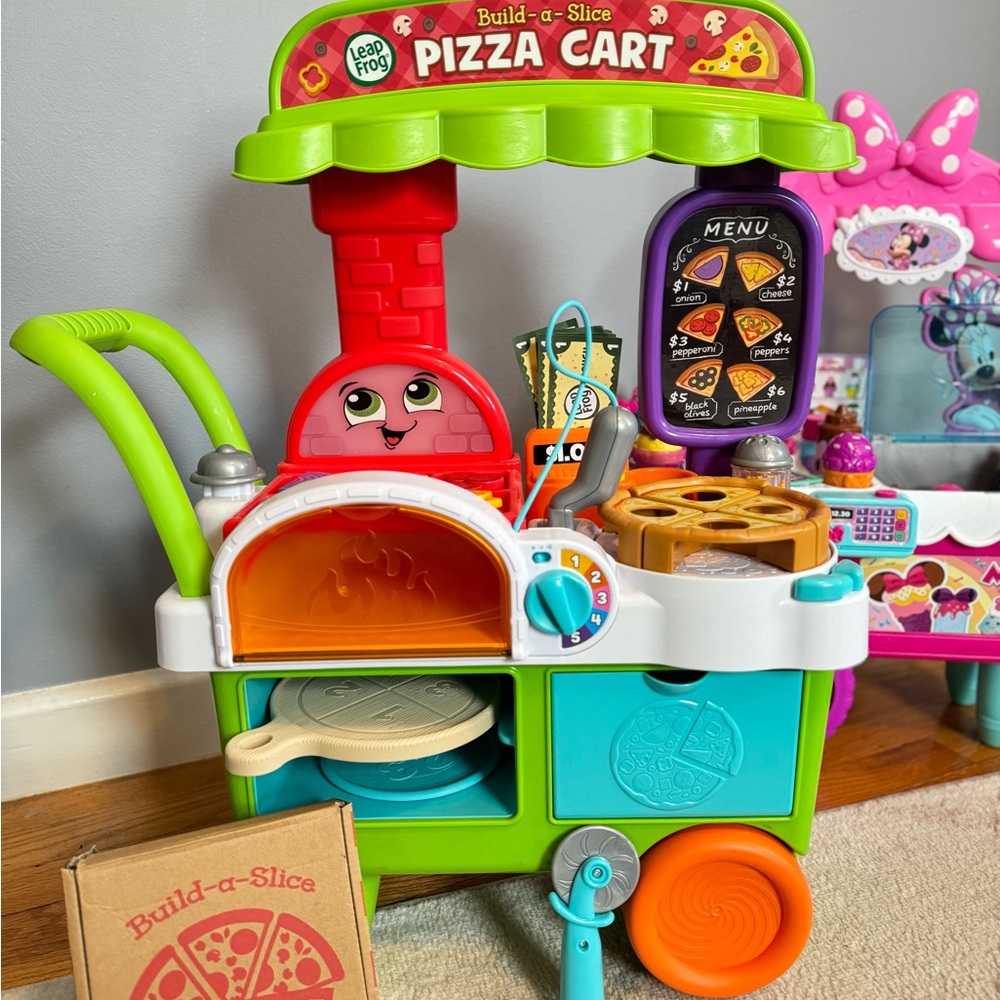 Colorful Learning Pizza Cart Toy in Red and Green
